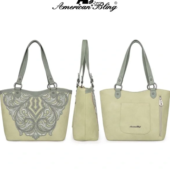 American Bling Shoulder Bags for Women Top-Handle Purse and Handbag 2 PC… - Picture 3 of 6